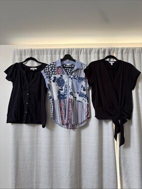 Bundle of 3 tops, button down, wrap, for postpartum breastfeeding nursing